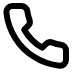 Black telephone handset icon on a white background, depicted with a simple curved line design.
