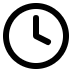 Black and white clock icon displaying the time as 3 o'clock.